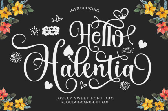 Hello Halentia Font: Elegant Script Handwritten Fonts for Makers
